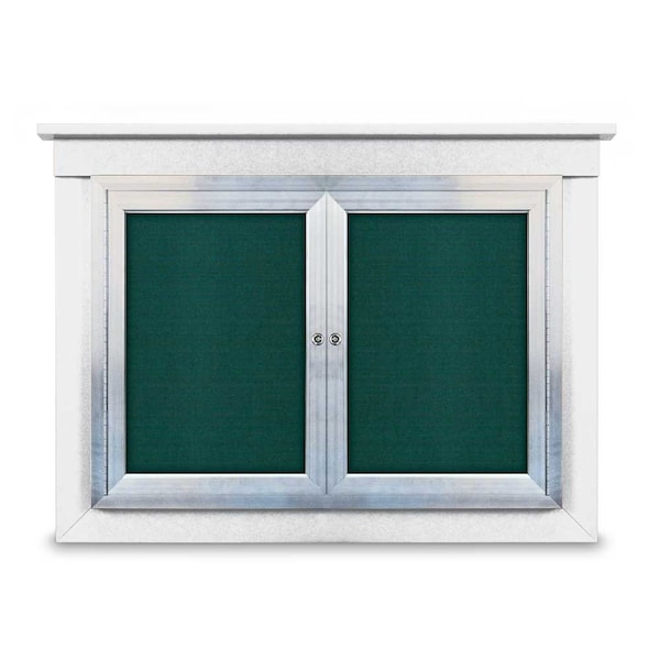 48"x36" 2-Door Enclosed Letterboard, Header, Blue Vinyl/Cherry